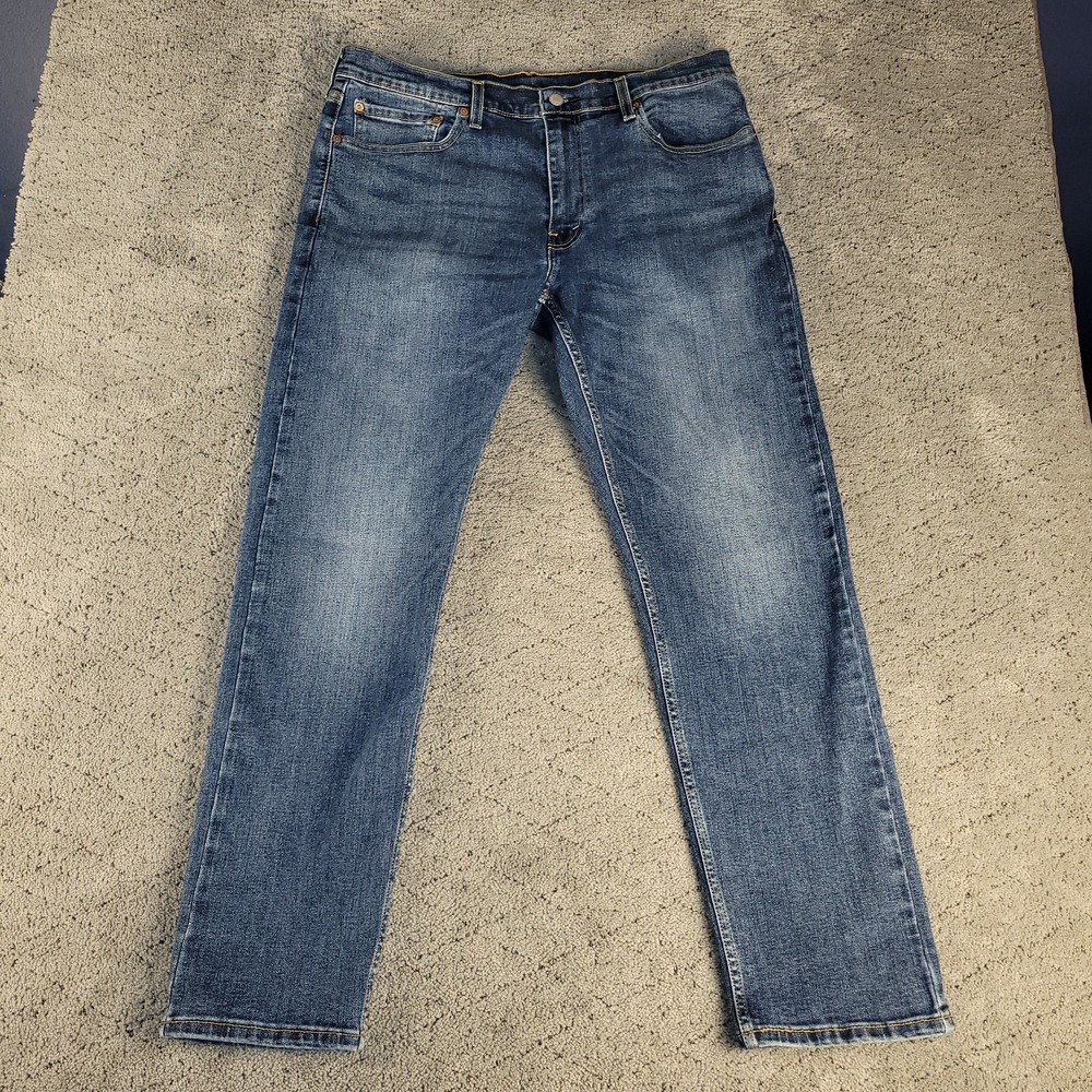 Levis 502 Jeans Mens 36x32 Blue Regular Fit Tapered Mid Rise Stretch Denim